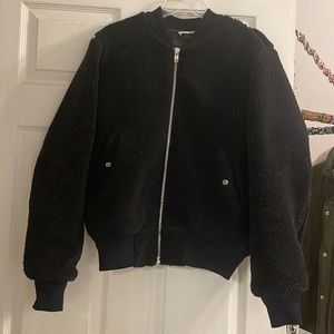 Teddy bomber jacket black size small